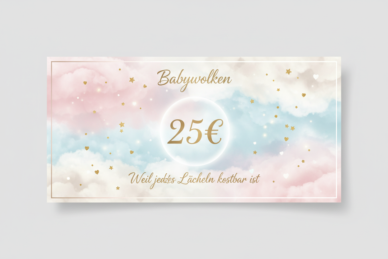 Babywolken Gutschein Weil jedes Lächeln kostbar ist 25€ ohne von und datum