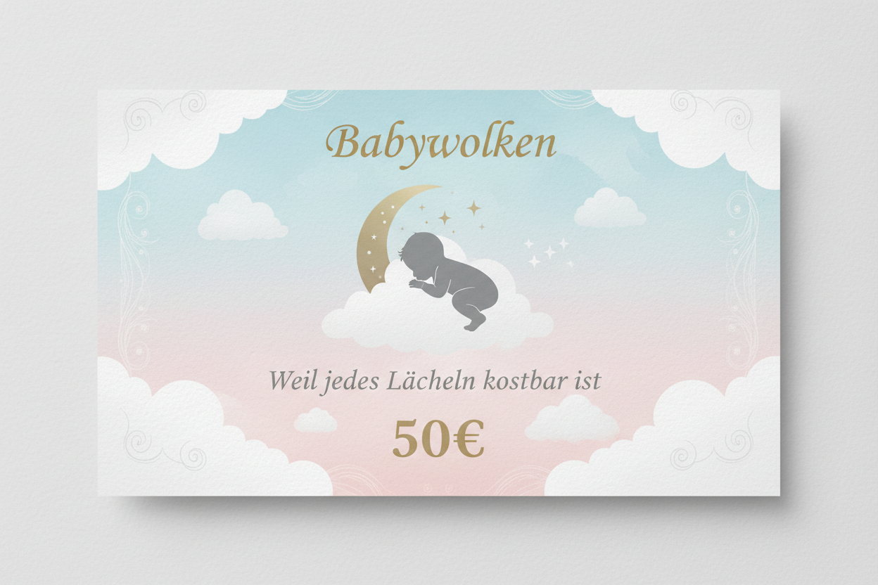 Babywolken Gutschein Weil jedes Lächeln kostbar ist 50€