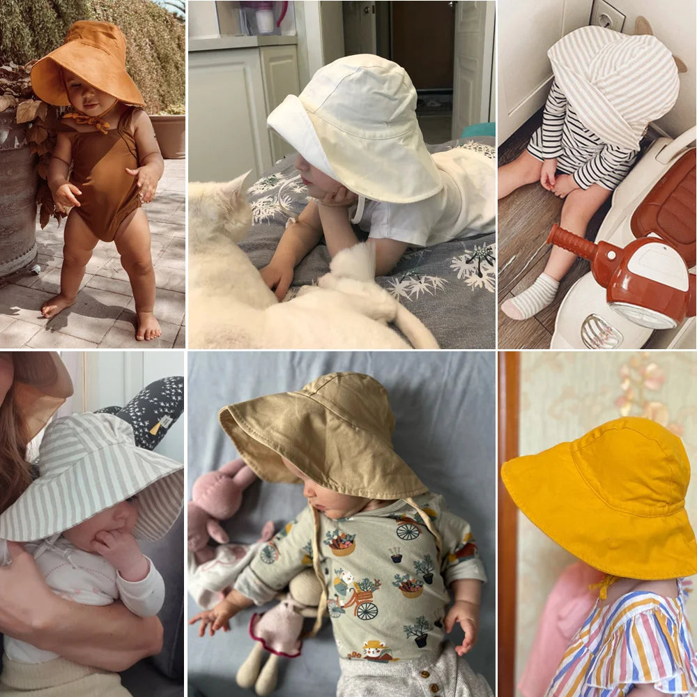 Baby Sonnenhut aus Baumwoll-Leinen