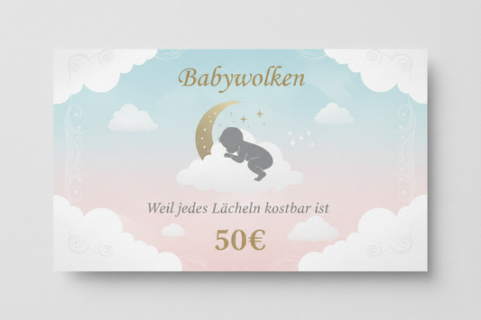 Babywolken Gutschein Weil jedes Lächeln kostbar ist 50€